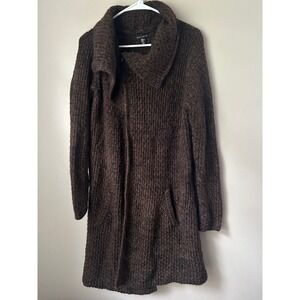 Willi Smith Womens XL Brown Knit Cardigan Cowl Neck Button Fall Cozy